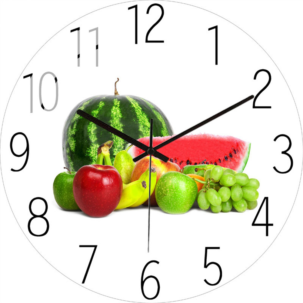 Quiet Round Fruit Wall Clock Kitchen Home Decor Water droplets Modern 3D Clocks for Living Room Decoration Accessories: 8 30cm