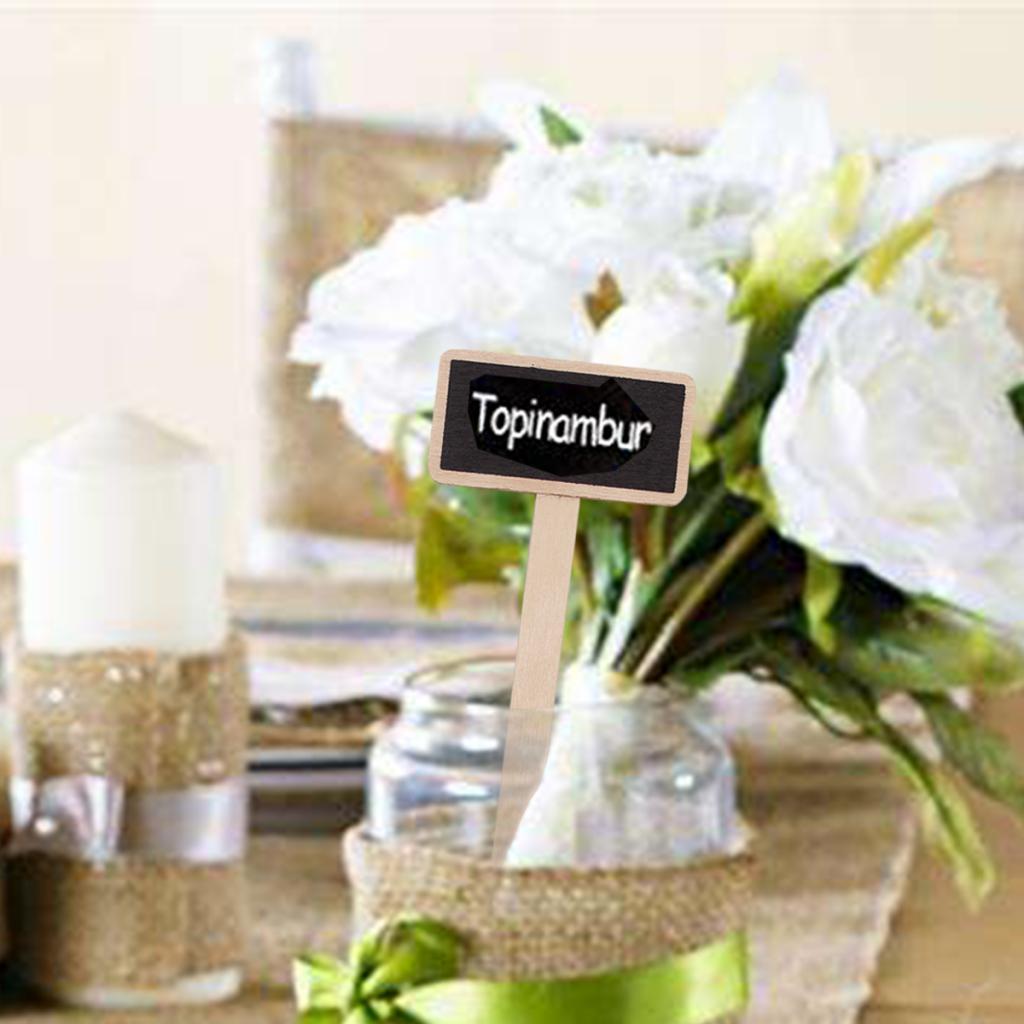 Pack of 20pcs Mini Wooden Blackboard Memo Message Board Sign for Home Kitchen Garden