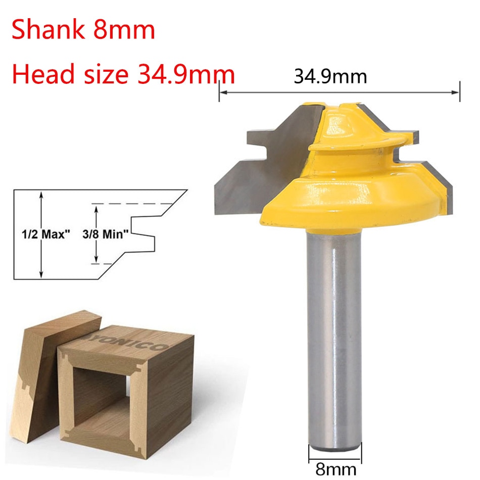 8mm Shank 45 Degree Milling Cutter Router Bit 8mm Wood Cutter Carbide Shank Mill Woodworking Trimming Engraving Carving Cutting