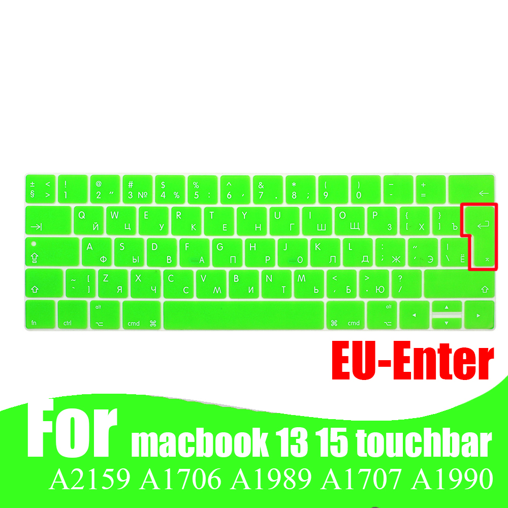 Rosyjska obudowa klawiatury laptopa dla Macbook pro 13 15 touchbar klawiatura ochronna kolorowa obudowa klawiatury A2159 A1707 A1989A1990: EUgreen
