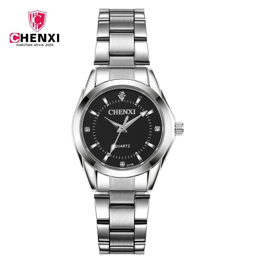 021B Mode CHENXI CX021B relogio Luxe vrouwen Casual horloges waterdicht horloge vrouwen Klokken Dress Strass: Zwart