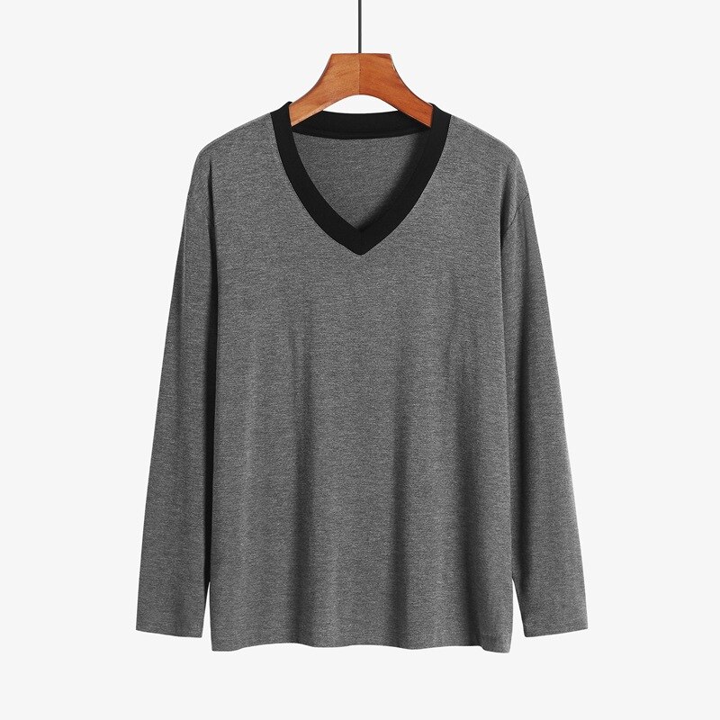 Modal Nightshirt For Men Loose Comfortable Sleepwear Tops V-Neck Casual Men's Home Clothes Solid Pyjama Large Size: Dark Gray / L (50-60kg)