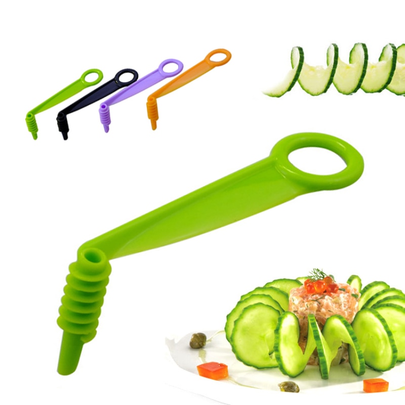 Groente Fruit Spiral Slicer Keuken Schroef Snijmachine Spiraal Multifunctionele Spiraal Slicer Salade Gereedschap Blade Cutter Handleiding Mes: Default Title