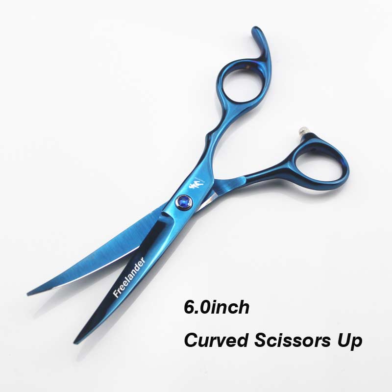 6.0 scissors dog pet grooming polishing tool animal hair Double tail curved scissors Cutting Scissors Thinning: Bule Curved Up