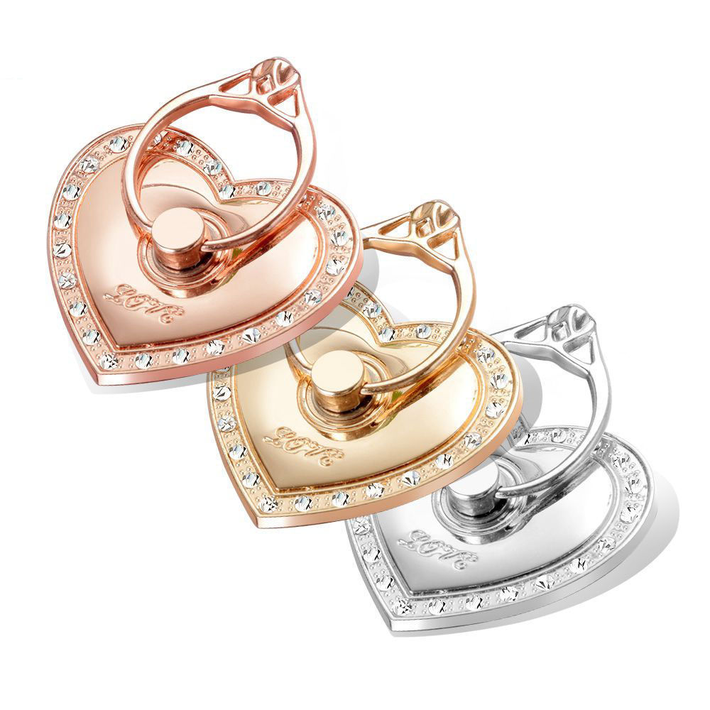 Big Love Phone Holder Full Metal Ring Buckle Diamond Phone Stand 360 Degree Mobile Phone Stand Holder