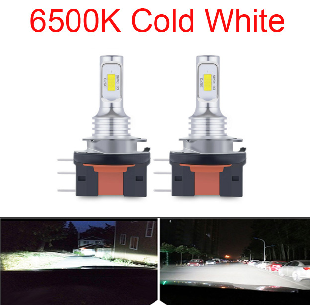 2 Stücke 20000LM 100 W 6500 K 3000 K 12000 K H15 H11B LED-scheinwerfer CSP Chip Auto Nebelscheinwerferlampen 12 V 24 V: Kaltes Weiß