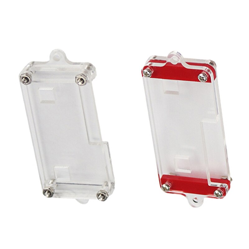 2x Acrylic Case Box Enclosure Shell for Bbc Micro-Bit Kits,Transparent & Red + Transparent