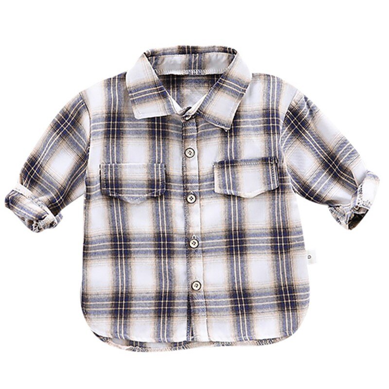 Katoen Jongen Shirts Baby Jongens Lange Mouwen Plaid Print Shirts Kids Tops Tees Shirts Casual Blouse: C3 / 1-2T