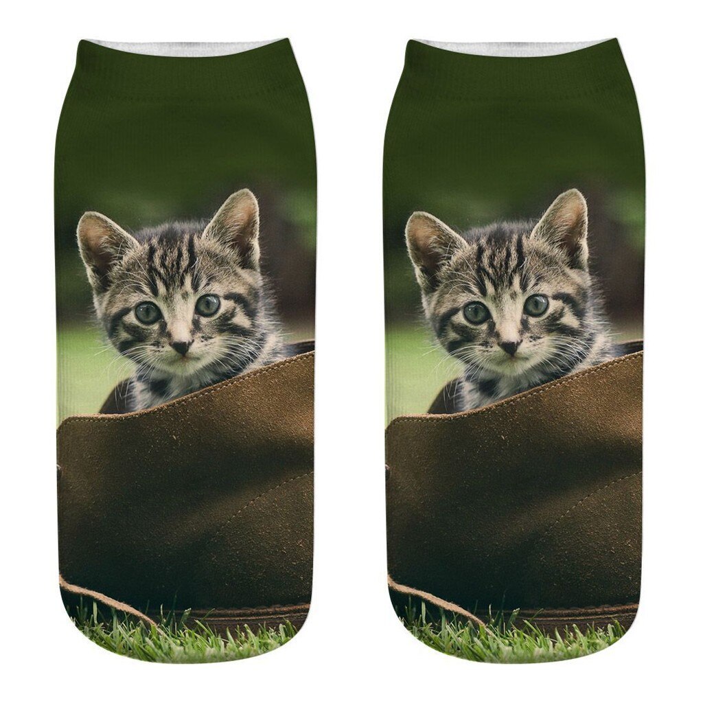 #30 Funny Socks Women Men 3d Novelty Crazy Funny Cat Ankle Socks Cute Colorful Cartoon Low Cut Socks Kobieta Skarpety: M