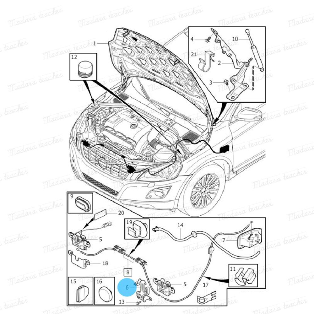 Haube-Freisetzung Hebel Haube-Sicherheit Fangen verriegeln sperren Für Volvo XC60 31425790