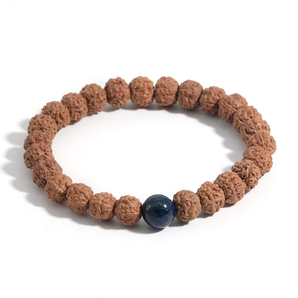 Natürliche Fünf-Blütenblatt Rudraksha Lapis Lazuli Perlen Elastische Seil Einfache Freizeit Reise Yoga Schmuck Männer und Frauen Armbinde: Ursprünglich Titel