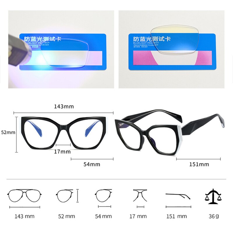 Luxury Eyeglass Frames For Women Cat Eye Brand Computer Glasses Frame TR90 Optical Anti Blue Light Eyeglasses