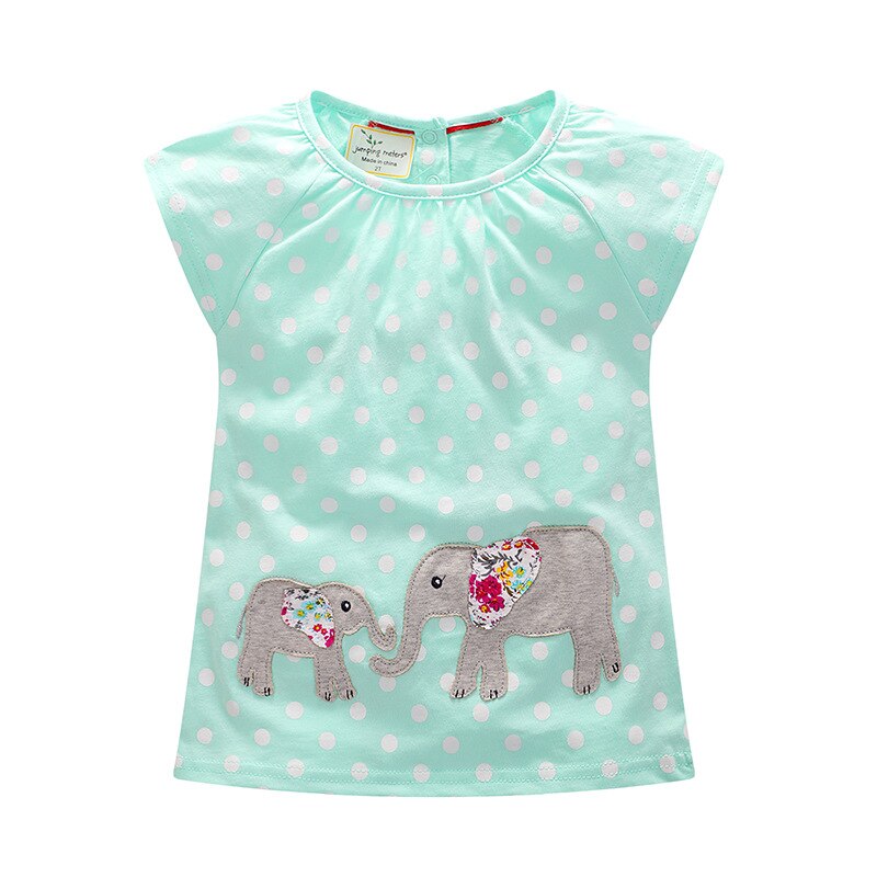 Flickor t-shirt elefant sommar djur barn överdelar barn småbarn kortärmade t-shirts märkes t-shirts: Blå / 2t