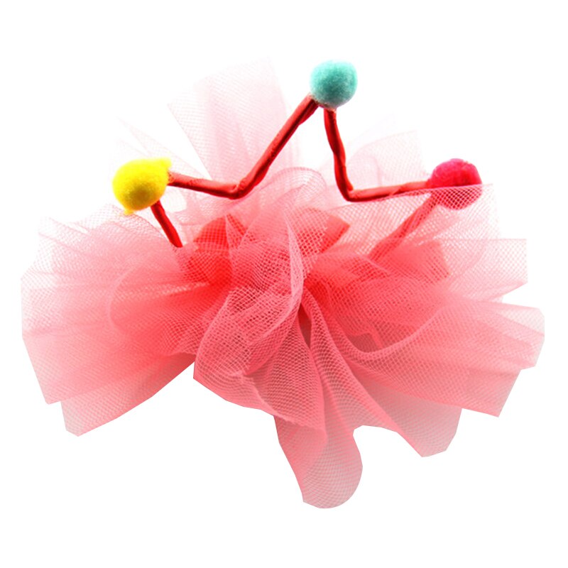 Pinza para el pelo con pompón para mascota, accesorio con lazo, corona para el pelo de perro, accesorios para el cuidado del cabello, 1 pieza: Red