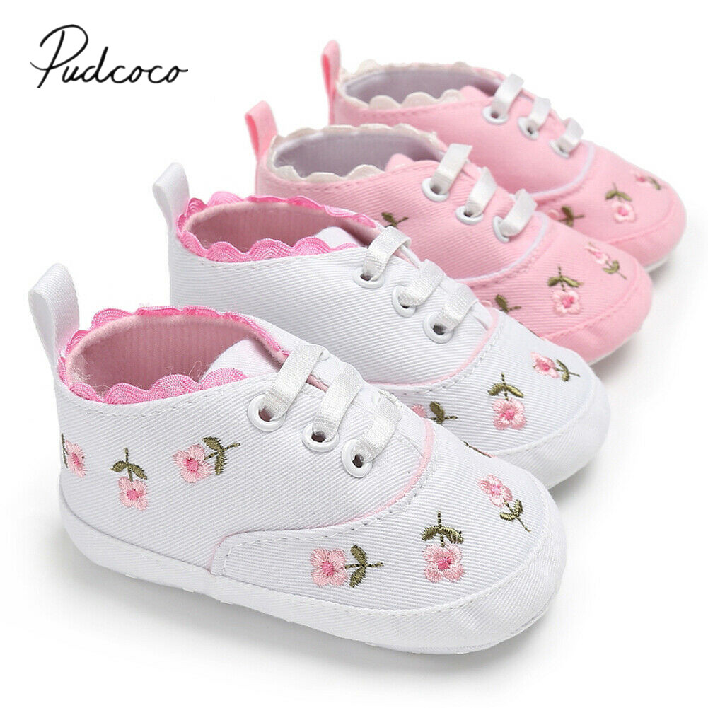 0-18m småbørn sommer prinsesse første vandrere barn kausal sko baby sko baby pige broderi blomst blød sål krybbe sko