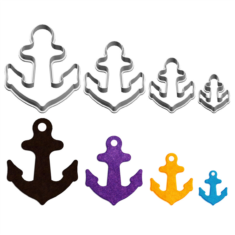 Vier specificaties Cartoon Ankerketting Grafisch scheepsanker, plastic mal, cakefondanthulpmiddelen, koekjessushi- en fruitsnijders