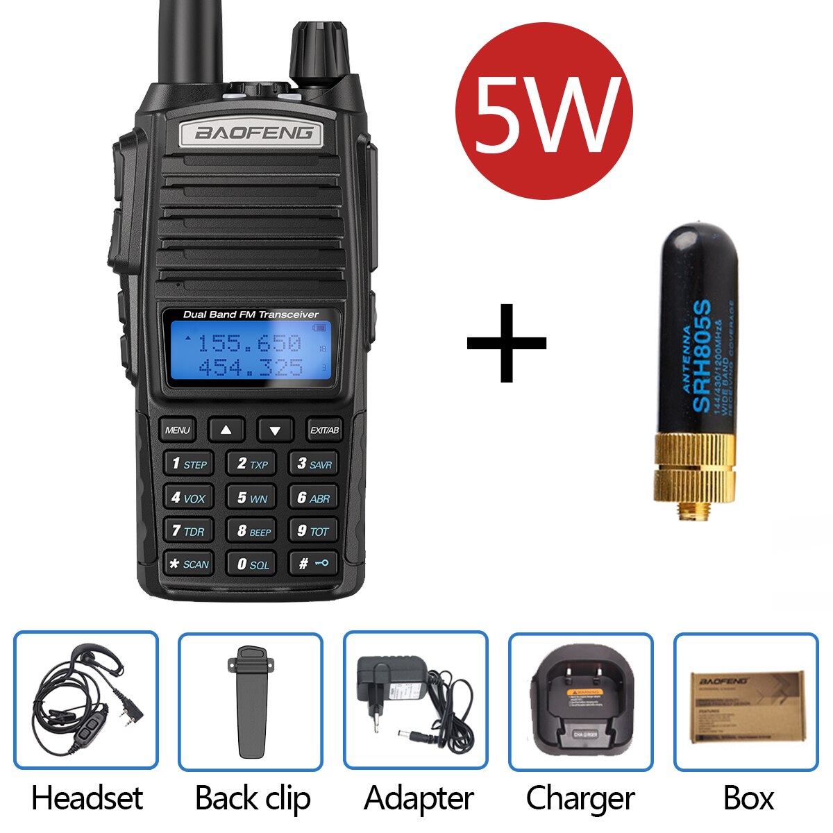 BaoFeng UV-82 walkie-talkie 5W VHF UHF Baofeng podwójny PPT UV 82 dwukierunkowe Radio 10 KM Baofeng UV82 Transceiveruv UV9R UV5R Ham Radio: add 805S