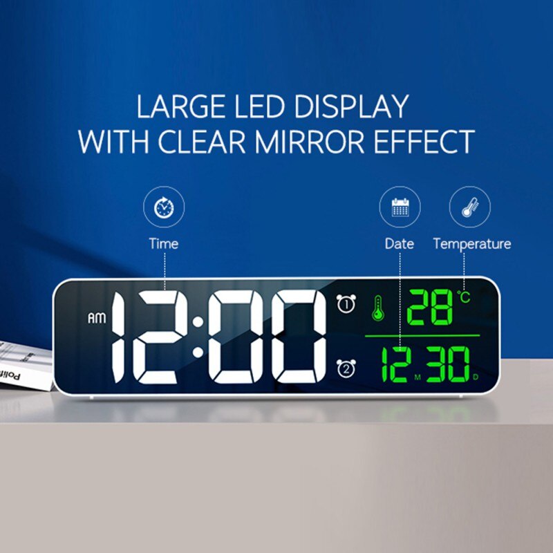 USB Rechargeable LED Digital Alarm Clocks For Bedrooms Bedside With Snooze Digital Clock For Heavy Sleepers Dual Dimming Clock
