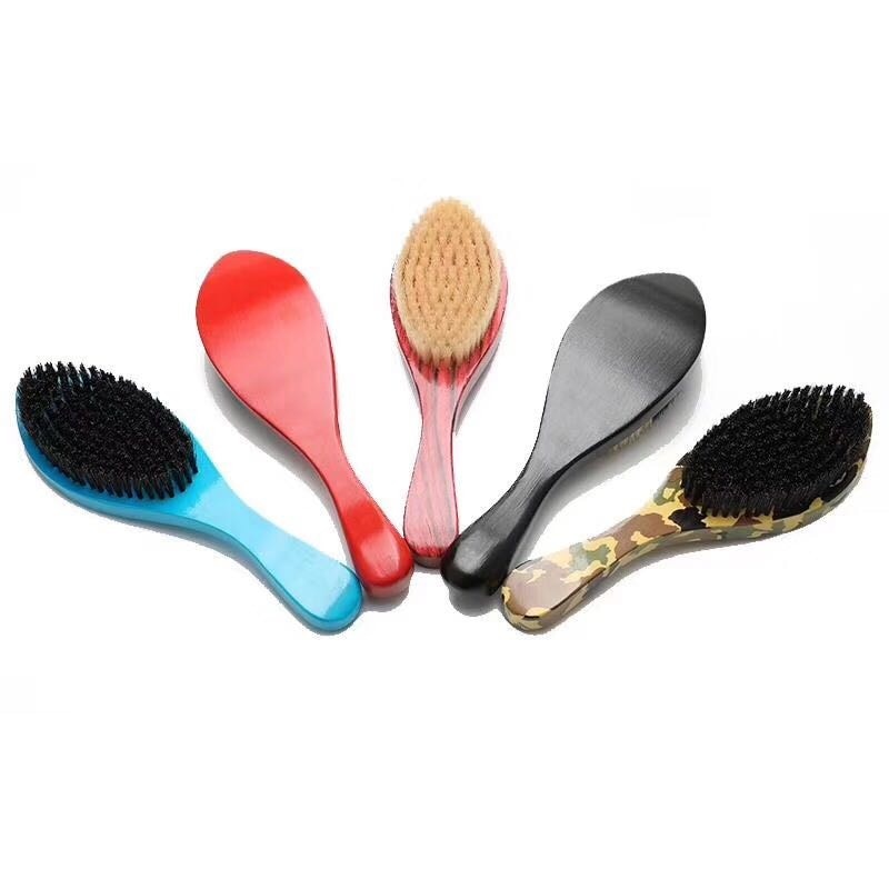 Spazzola per barba curva lunga per capelli in setola naturale da uomo manico in faggio pettine per baffi spazzola per onde in legno naturale per uomo G1203