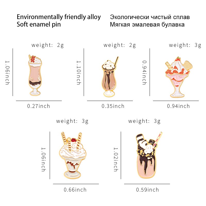Fudge Sundae Enamel Pins Shortbread Biscuits Brooches Food Badges Collar Backpack Decoration for Kids Girl Boy