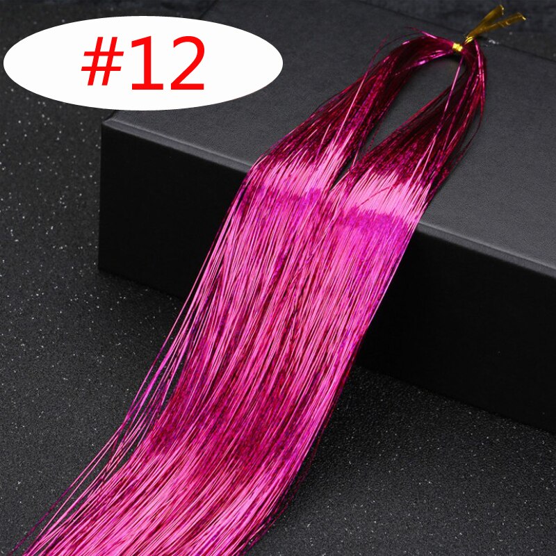 2 st/lot flerfärgat löshår glitter glitter highlights syntetiskt hårförlängning för hårflätningstillbehör: 12