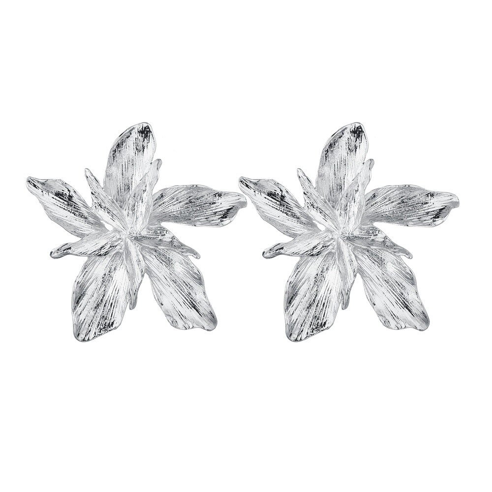 Gull stor blomst dingle øredobber for kvinner trendy metall floral fest smykker pendientes