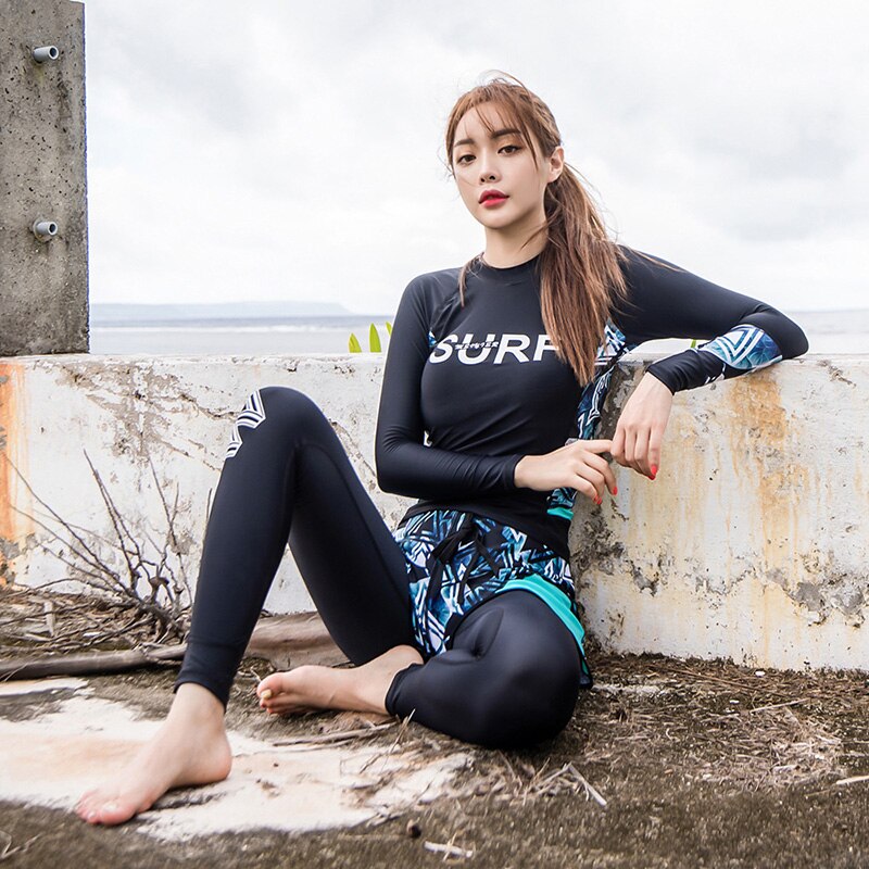 Nyeste meiyier par matchende mænd og kvinder rashguard langærmet svømmetøj bukser shorts surfdragt til elskere