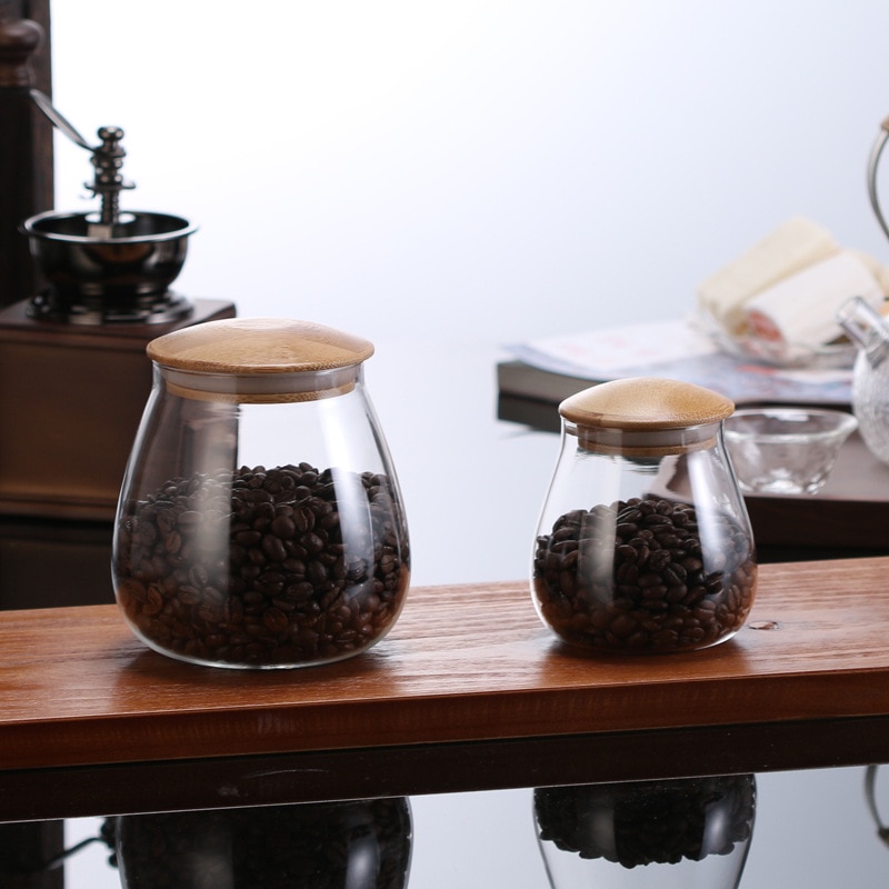Køkken champignon form glas opbevaring flasker krukker diverse korn forseglede dåser mad opbevaring krukker teblad kaffebønner krukker