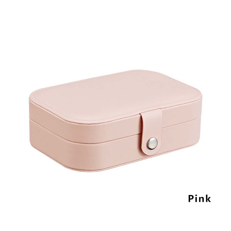 Jewelry Box Organizer Storage Leather Holder Earrings Ring Necklace Case Protable Jewel Packaging For Display: Pink