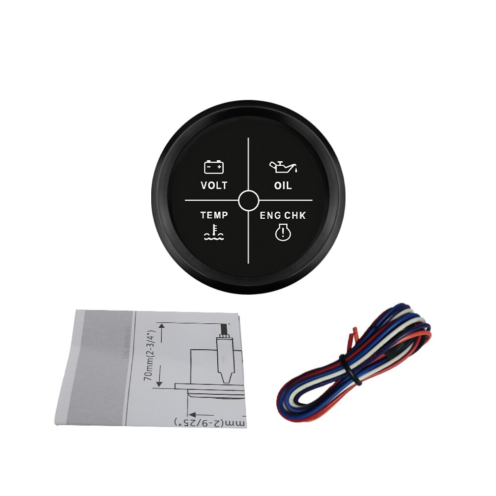4LED Motor Alarm Indicator Gauge 2 "12V/24V Voor Auto Boot Motorfiets Met Backlight: BN