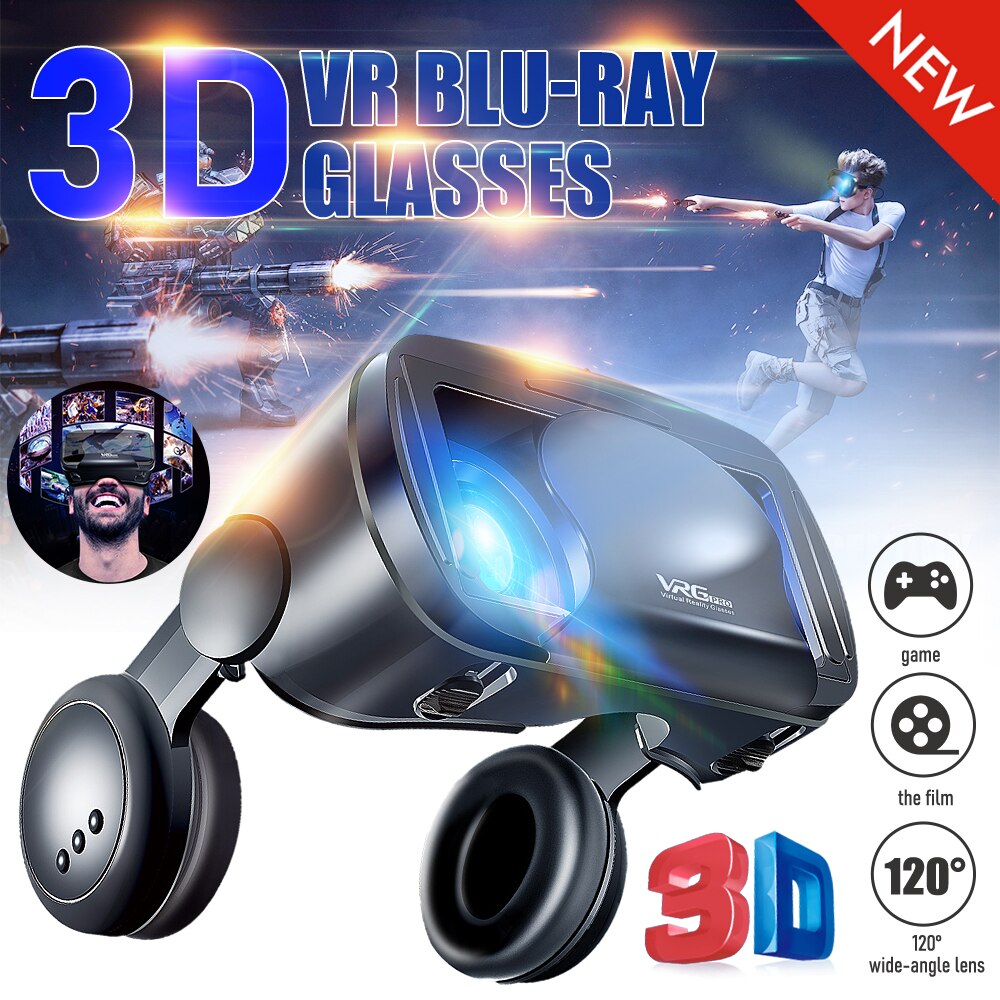 Multifunctional headset VR headset glasses home 3D game VRG Pro super bass with remote control mouse and adapter cable