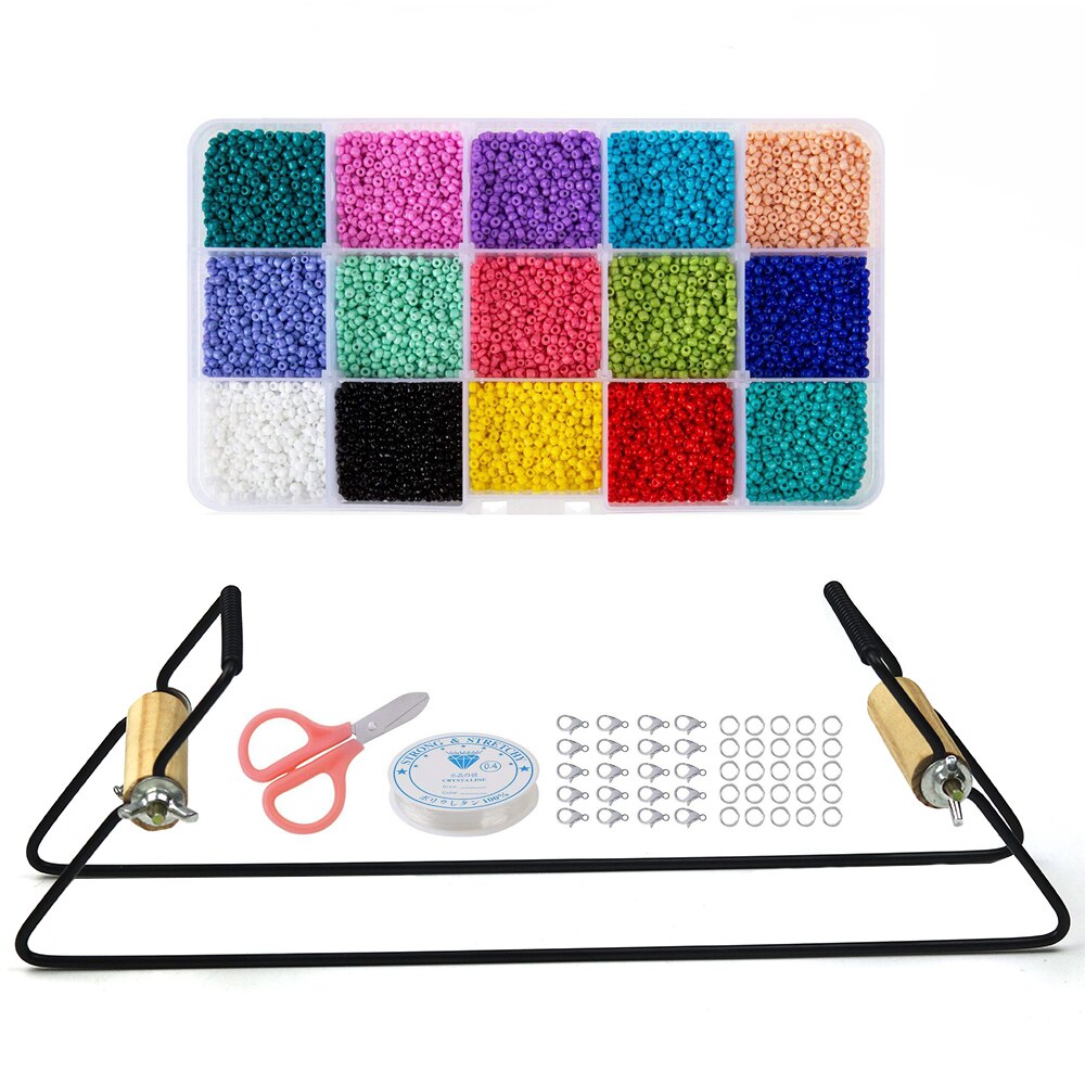 Wood Weaving Beading Loom Kits for Jewelry Bracelets Necklaces DIY Handmade Stainless Steel Bead Knitting Tools: 1 set