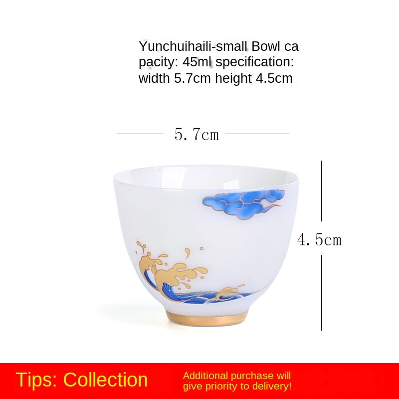 Alta branco copo de cerâmica artesanal porcelana xícara chá tigela casa kung fu chá conjunto pequeno copo mestre chá conjunto siteel: Small bowl