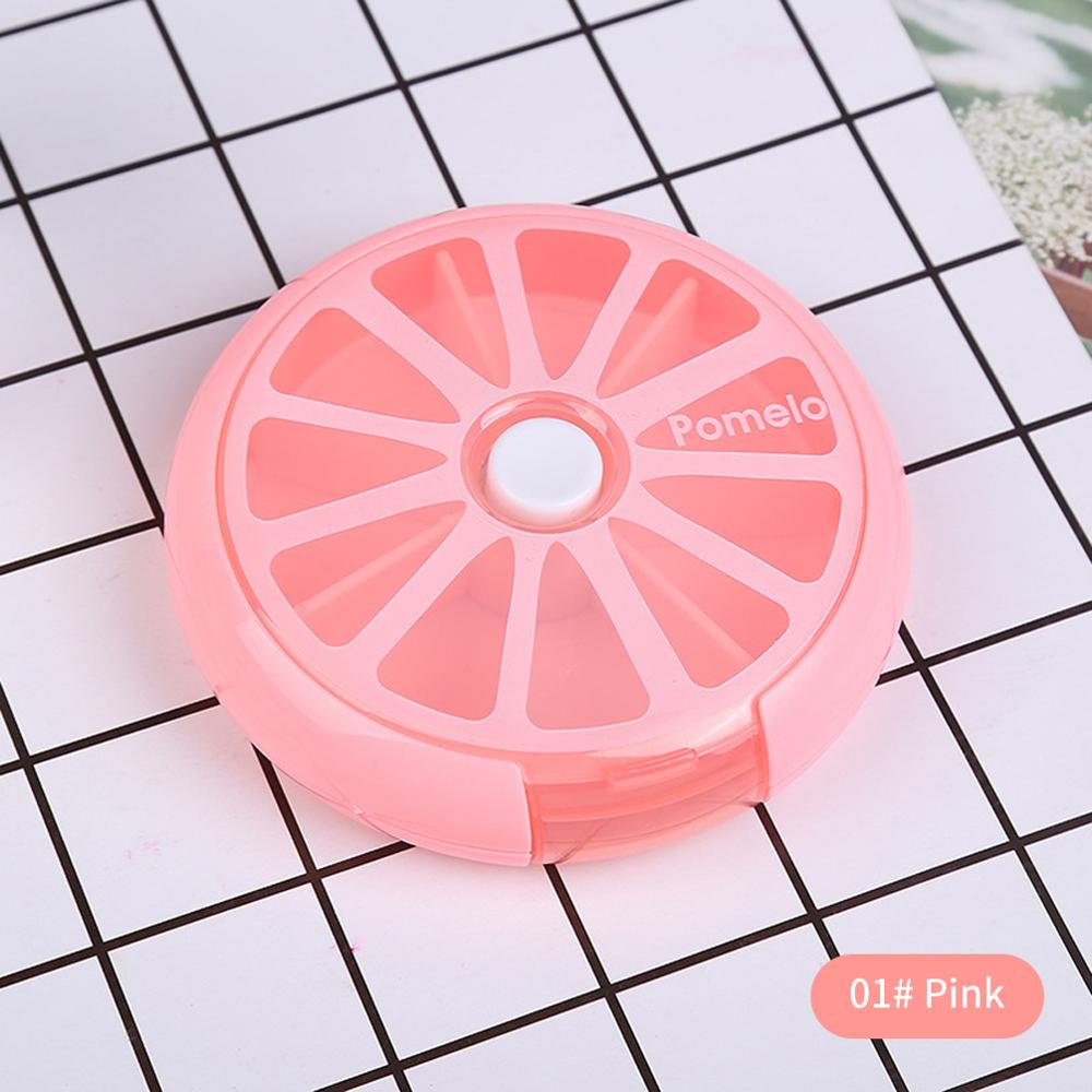 Weekly Rotating Pill Box Case Home First Aid Splitter Tablet Storage Organizer Medicine 7 Day Pill Container For Travel: Pink