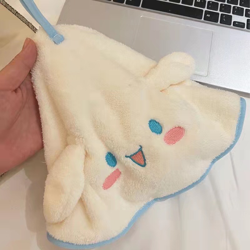 Serviette de toilette de dessin animé mignon pour enfants, décoration de cuisine, gant de toilette Kawaii, visage de mouchoir: Black