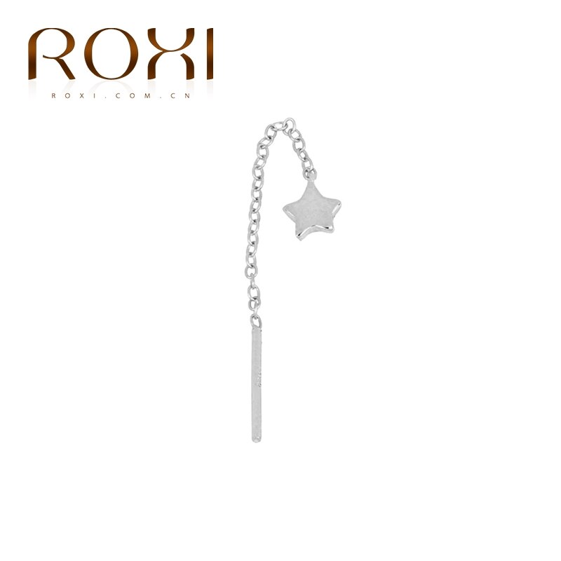 ROXI 925 Sterling Silver Triangle Star Luna Zircone Catena di Cristallo Orecchini Con Perno Per le donne Dei Monili di Cerimonia Nuziale Pendientes Piercing: Star B silver 1pc