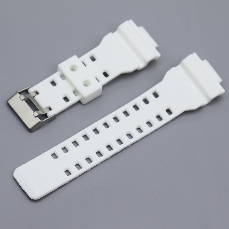 16mm Siliconen Horlogeband voor Casio G-Shock GA-110 GA-100 GA-120 Effen kleur Rubber Waterdichte Mannen Horloge Band Strap voor ga700 400: Steenkool zwart