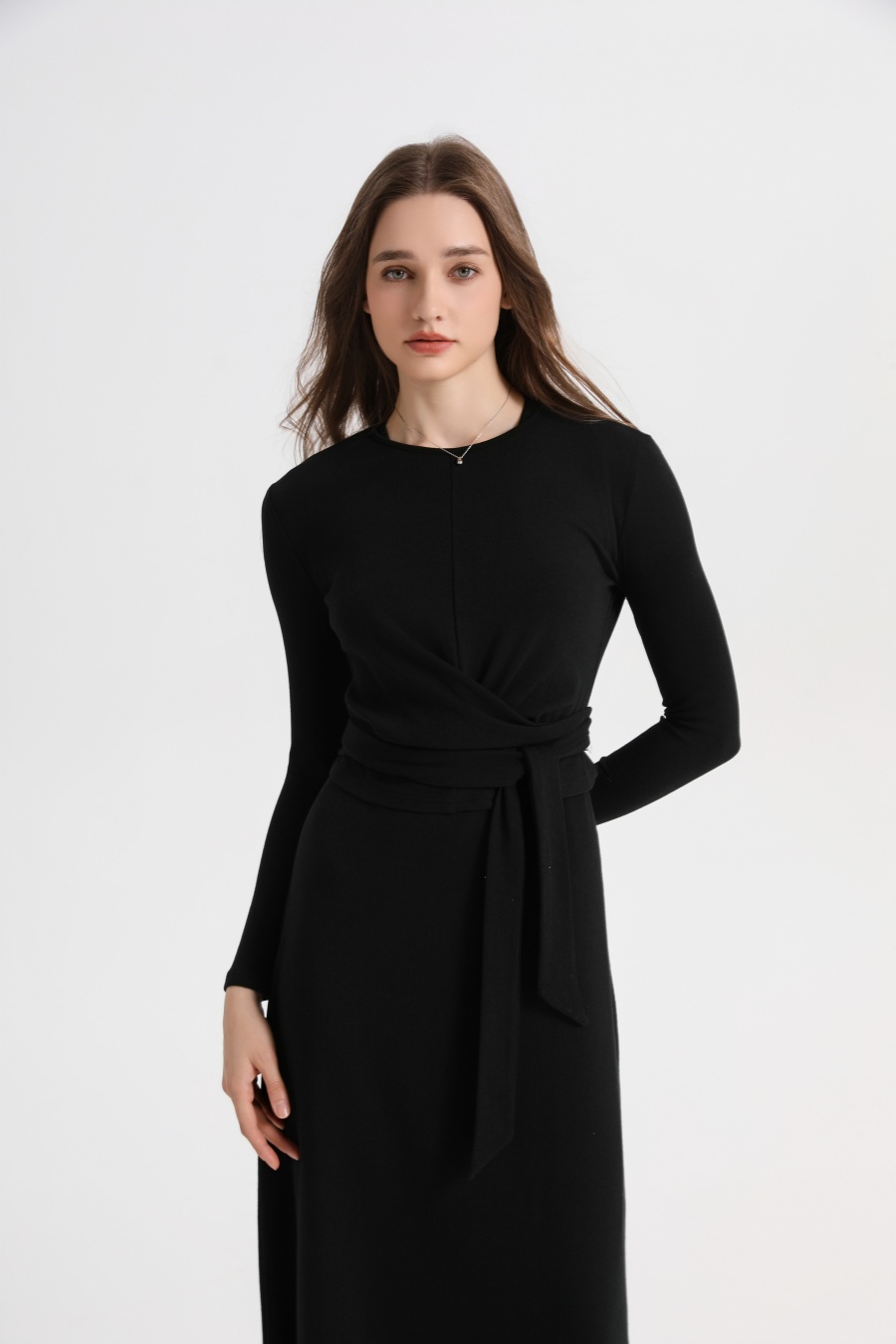 AS 2025, sommerliche, gerippte, geschlossene Wickeltops + Aline-Kleid mit hohem Stretch-Matching-Sets