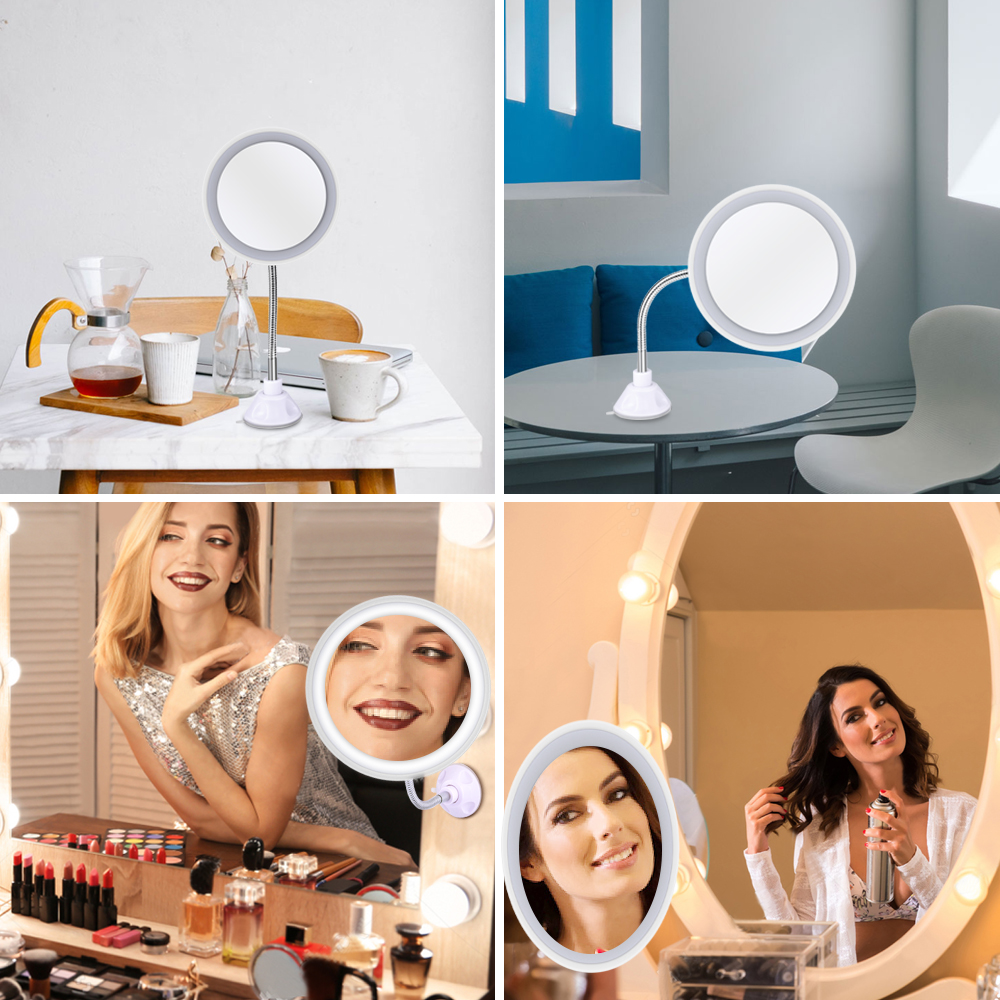 Magnifying Mirror 10/5X illuminated 24 LEDs Lighted Makeup Mirrors Table Bathroom 360° Swivel Shaving Cosmetic Mirror for Woman