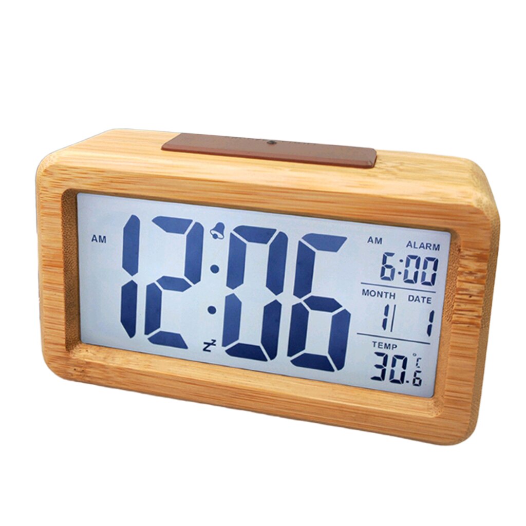 Vintage Waterdichte Naast Bed Klok Houten Elektronische Smart Klok Datum Temperatuur Display Klok, Edele En Elegante: Wood