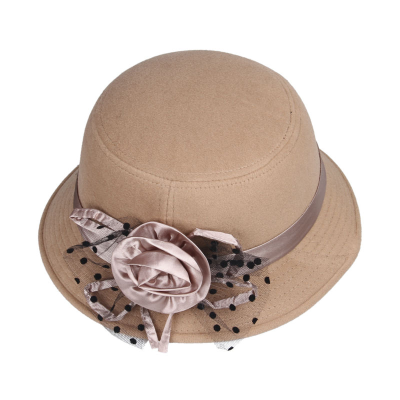 LNPBD – chapeau en feutre de laine pour femmes, couleur unie, rétro, Vintage, seau, automne, hiver