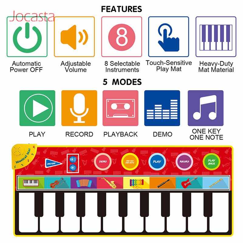 Grote Maat Baby Musical Tapijt Toetsenbord Speelkleed Muziek Instrument Piano Mat Educatief Speelgoed Voor Kinderen Kids