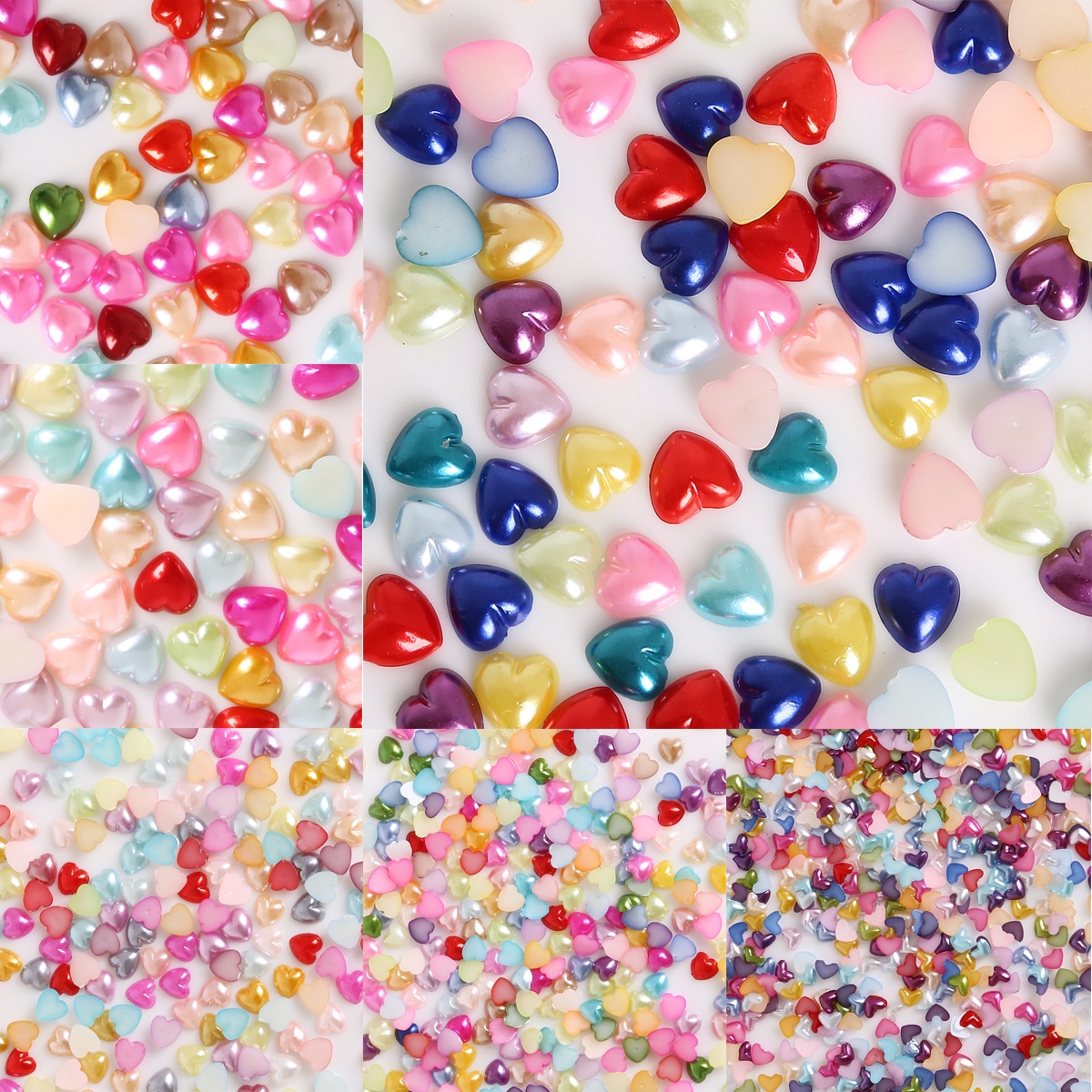 50/100/200/300Pcs/lot heap imitation white plastic half pearl heart beads 3/4/6/8/10/12mm flatback cabochon Scrapbooking Crafts