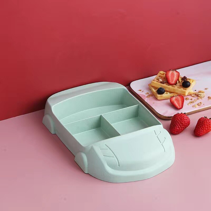 Children Tableware Plates Set Baby Feeding Dish Kids Crockery Split Plate Toddler Spoon Fork Bowl Kid Food Dishes Cutlery Gadget: Green dinner plate