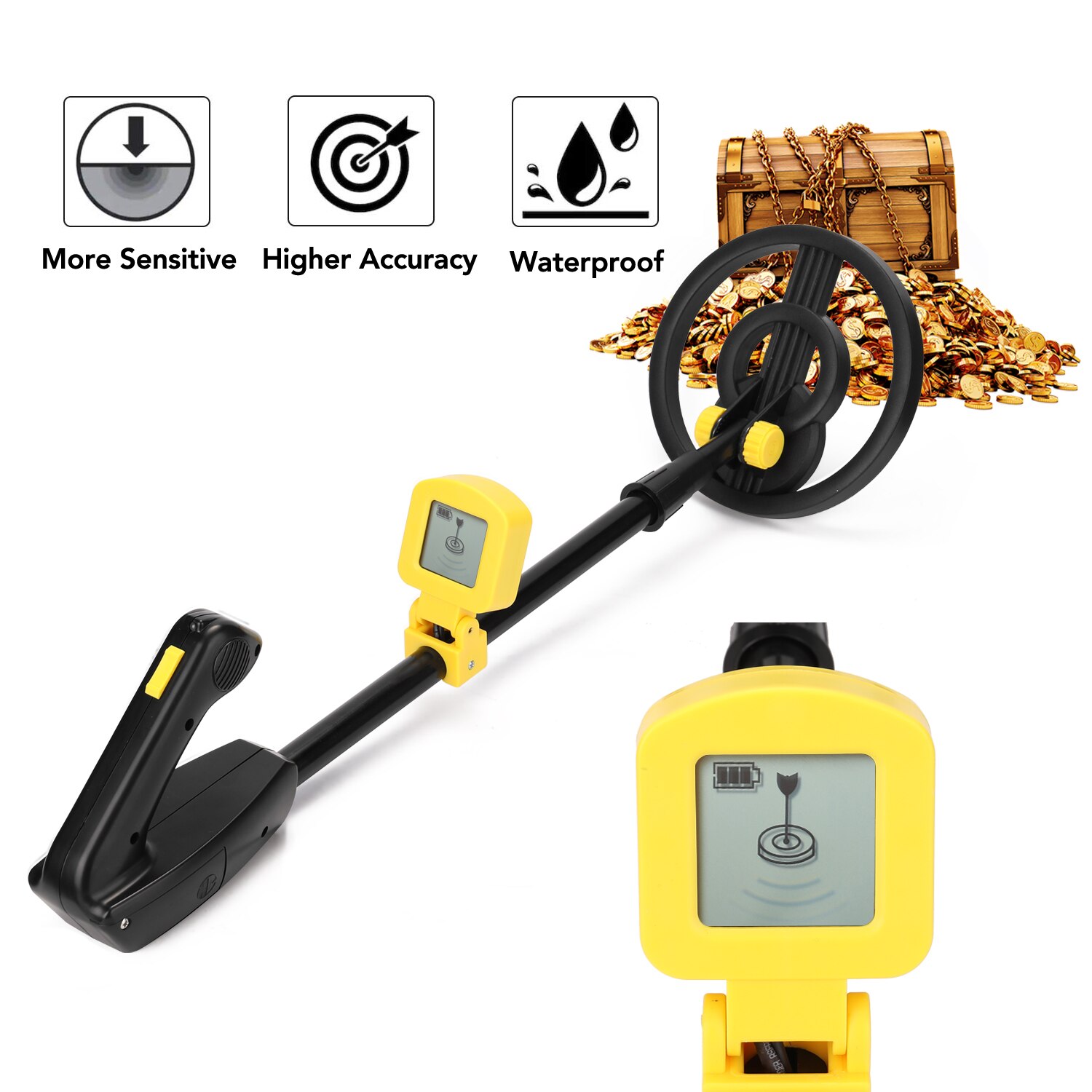 Børn håndholdt metaldetektor guld sølv smykker søgende metal finder med lydalarm led lys indikation