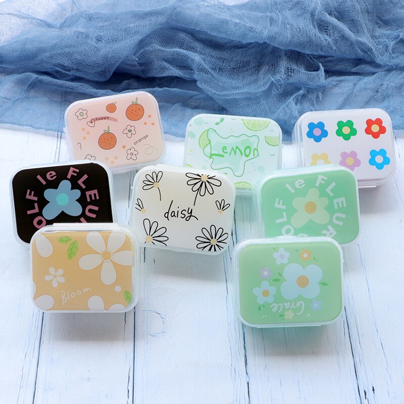 Nowy mini futerał na okulary kontaktowe śliczne oczy zestaw soczewek kontaktowych zestaw pojemnik pudełko kwiaty soczewki kontaktowe uchwyt schowek Obudowa