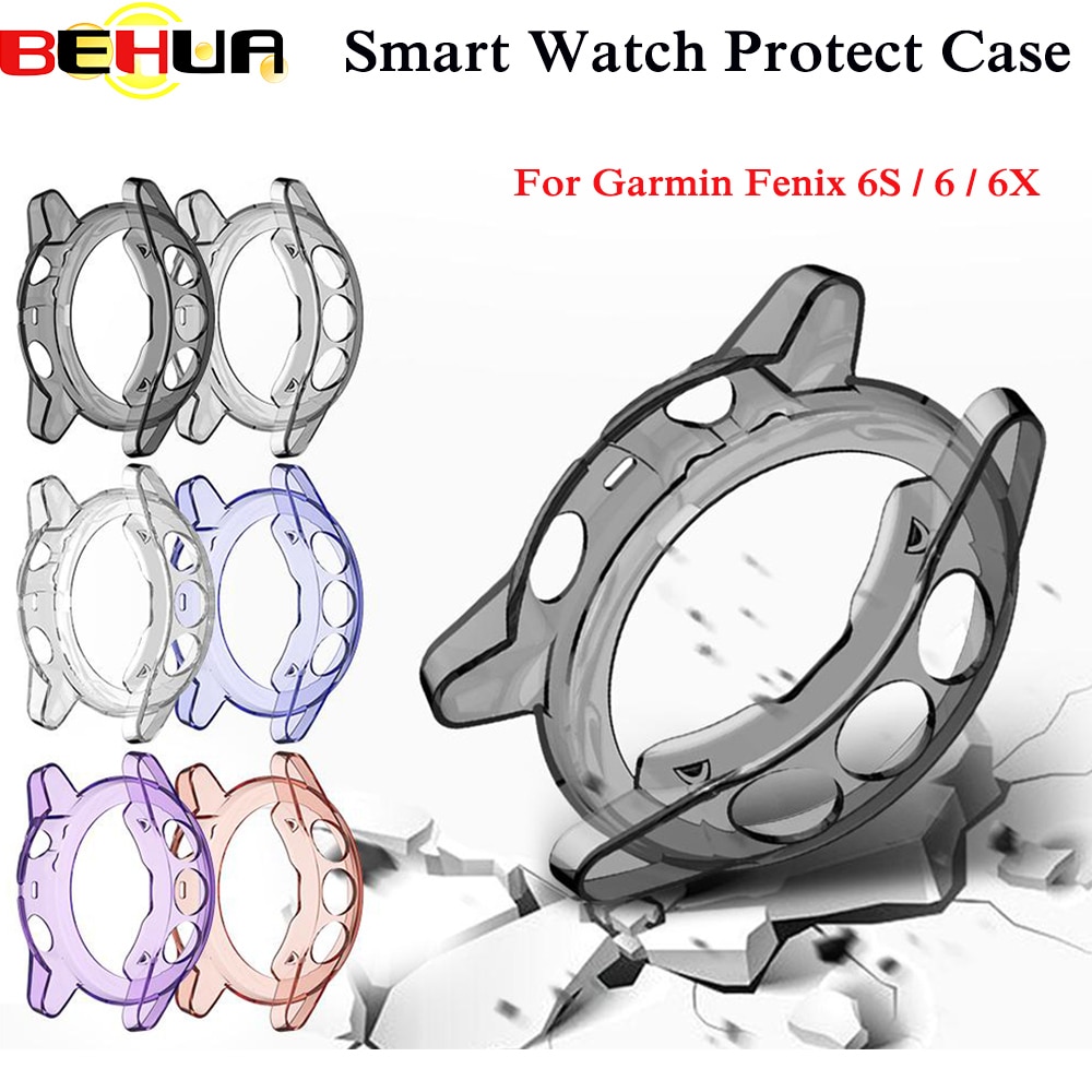 Protection Cases For Garmin Fenix 6 Fenix 6S 6X Soft Crystal Clear TPU Protector Case Cover Frame Smart watch accessories Shell
