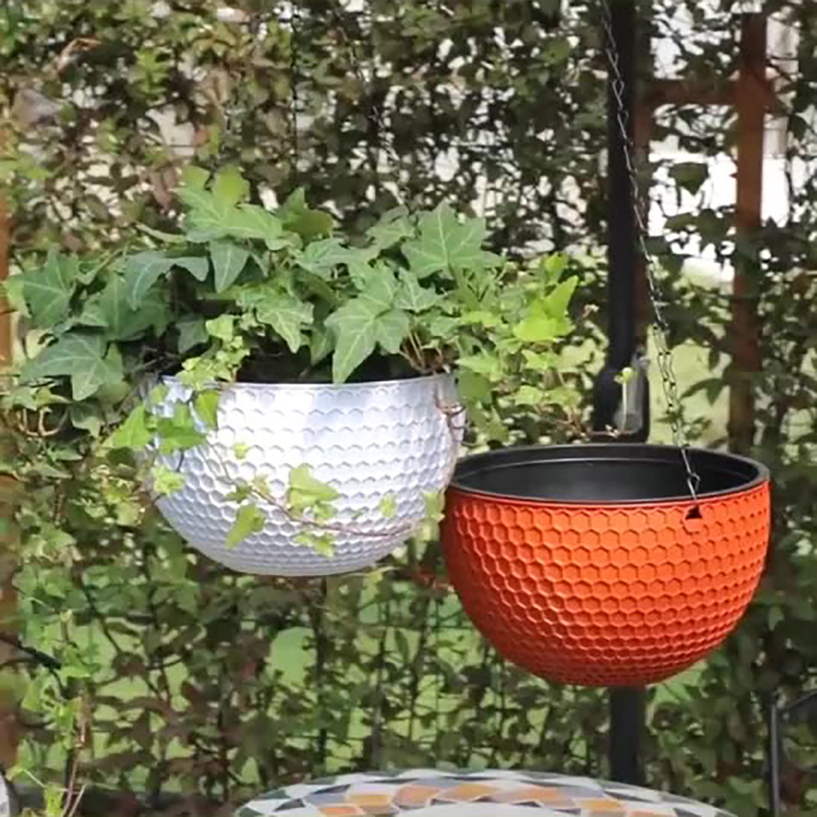 Ampelkorg, rund premium plastkruka, levereras med avrinningsställ och kedja, hängande blomkruka för inomhusbruk och utomhusbruk