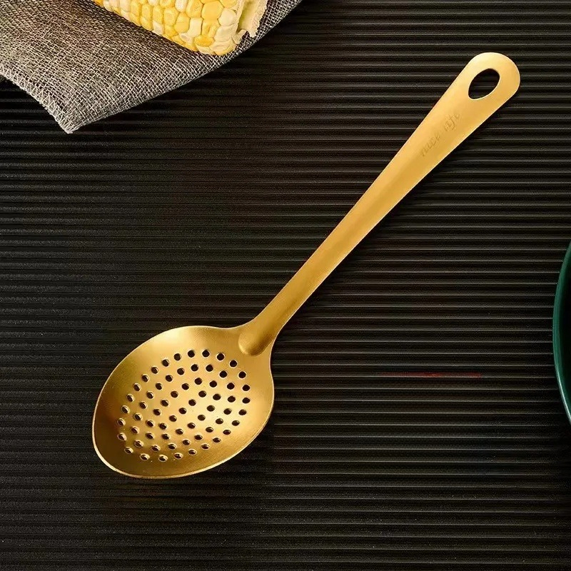 Roestvrijstalen Keukenset Kookspatel Koreaanse Gouden Soep Lepel Vergiet Hete Pot Lepel Huishoudelijke Ideeën Gebruiksvoorwerp: Licht Geel