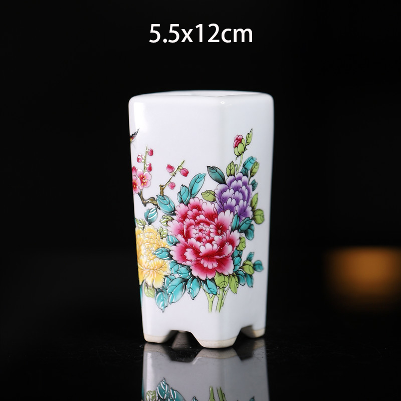 Kina yixing keramisk blomsterpotte innendørs dekorasjon kinesisk landskapsmaleri vase skrivebord pustende grønnsaker bonsaipotter: Mørkegrå